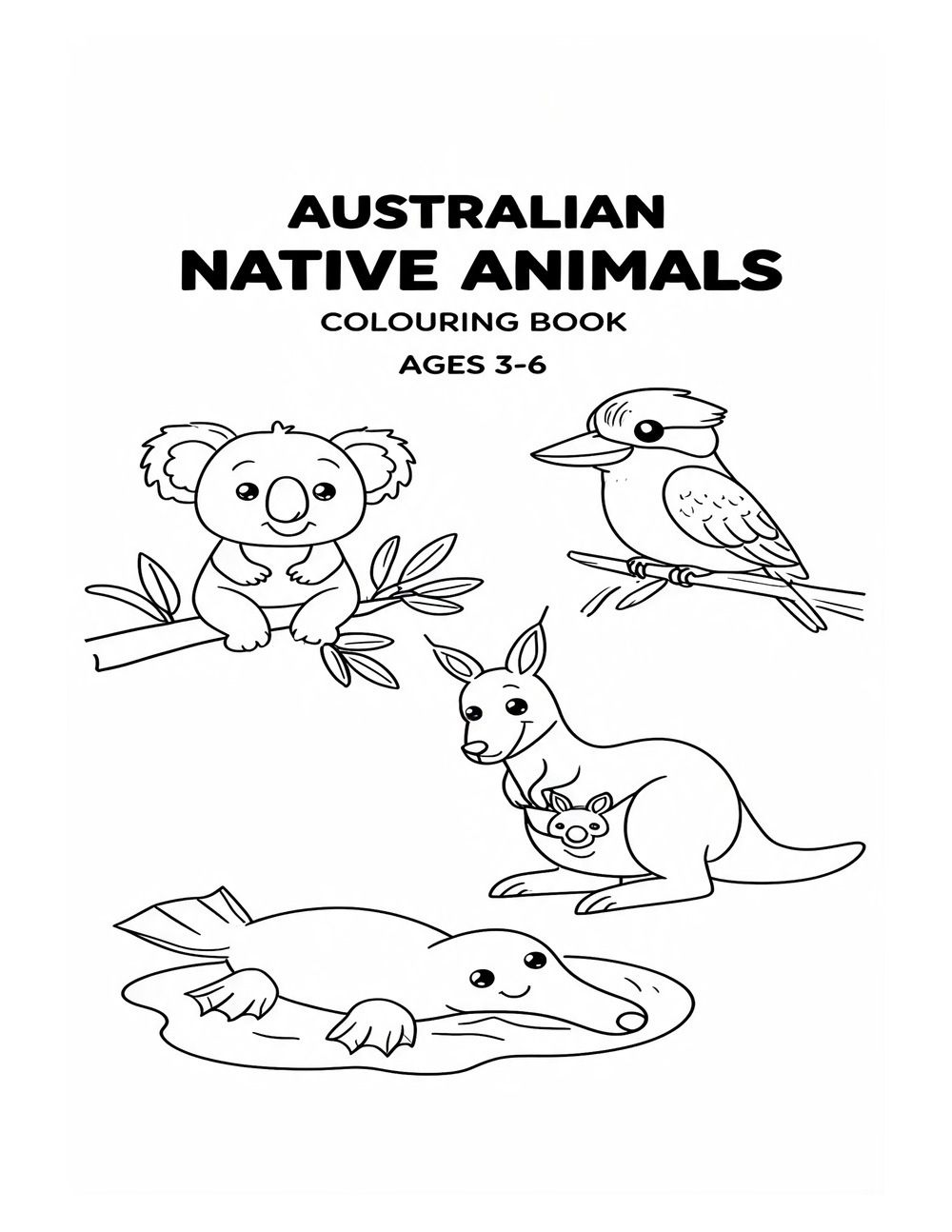 Australian Native Animals Colouring Book cover
